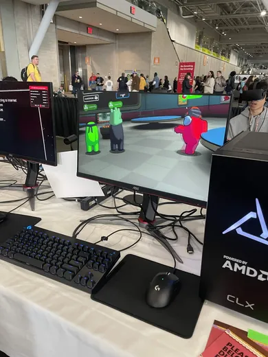 Among Us running on a demo PC at PAX East